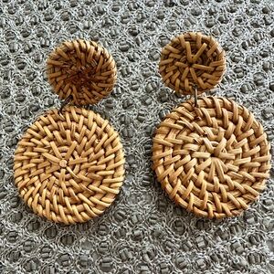 Tan Straw Earrings